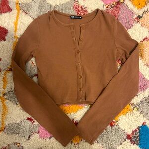 Zara | Shrunken Brown Cardigan